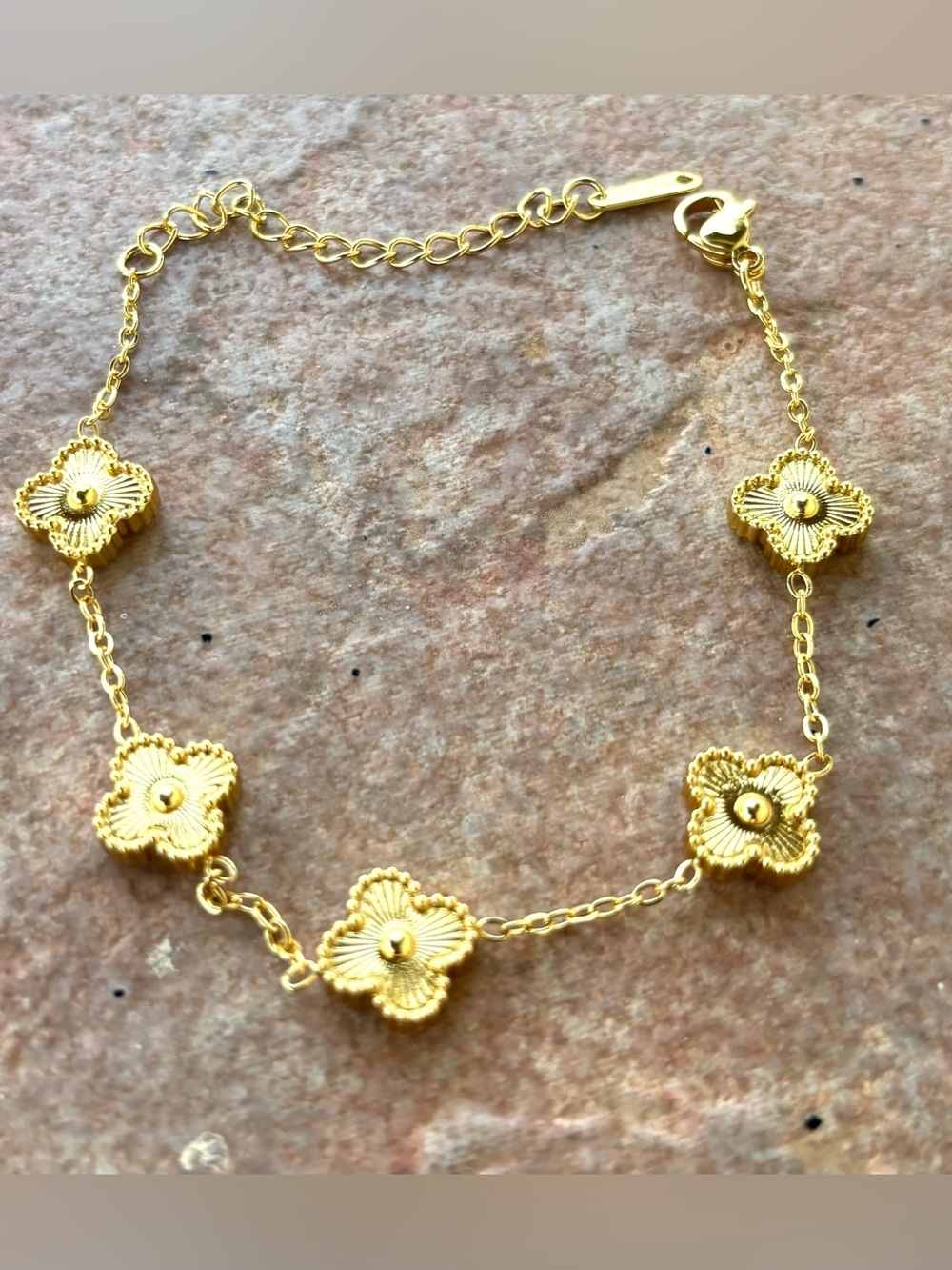 Fashion Jewelry Gold Floral Link Bracelet - Women Jewelry
